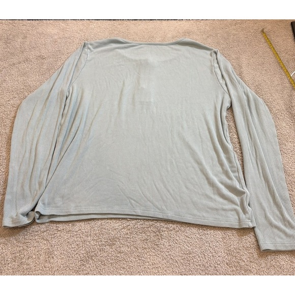 Kyte Baby Ribbed Henley Long Sleeve Top Women Size L Light Sage Cotton Blend - Picture 11 of 12